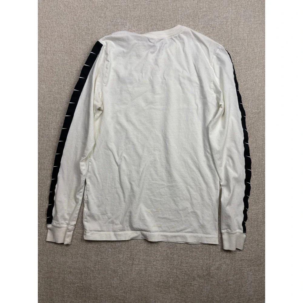 Nike Mens Long Sleeve T-Shirt White Swoosh Logo Tape Arm Graphic Size Small